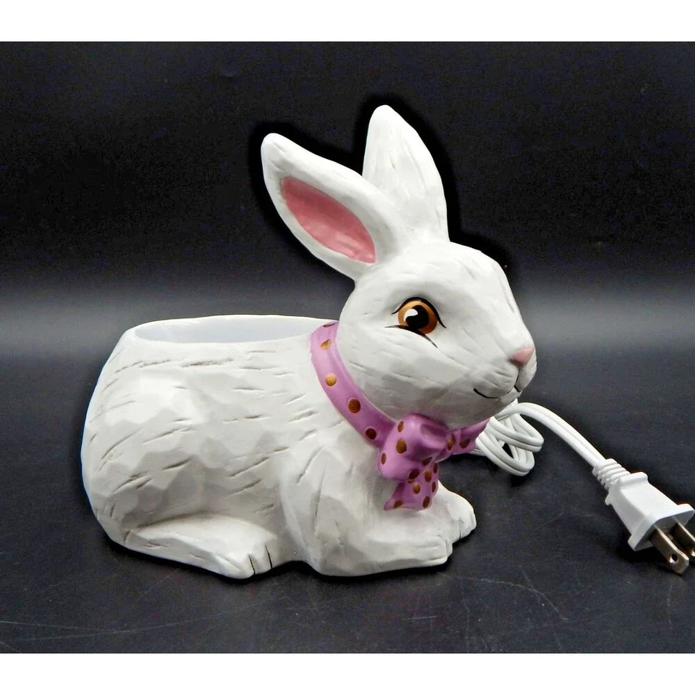 Scentsy Hoppy Happy Easter White Bunny Rabbit Wax Warmer 7 Inch Tall Element